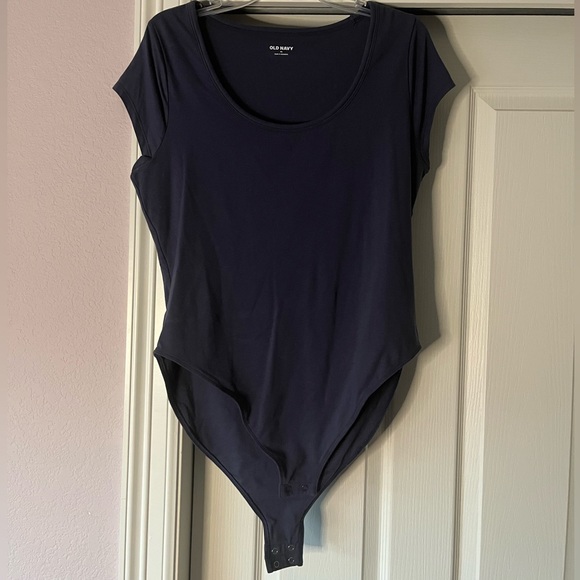Old Navy bodysuit, cap sleeve and scoop neck, navy blue, size XL - Picture 1 of 2